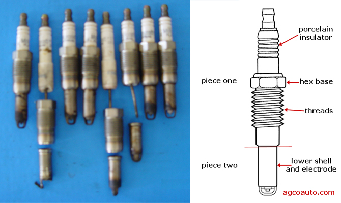 broken spark and spark plug diagram